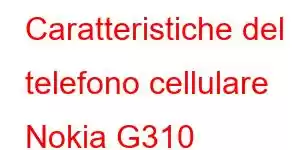 Caratteristiche del telefono cellulare Nokia G310