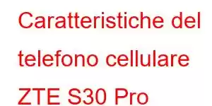 Caratteristiche del telefono cellulare ZTE S30 Pro