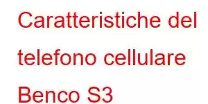 Caratteristiche del telefono cellulare Benco S3