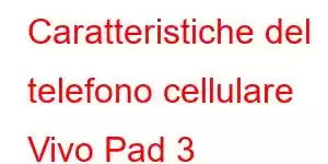 Caratteristiche del telefono cellulare Vivo Pad 3