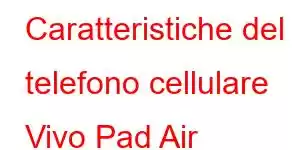 Caratteristiche del telefono cellulare Vivo Pad Air