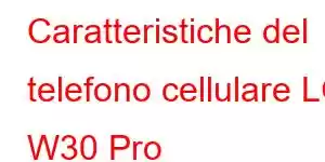 Caratteristiche del telefono cellulare LG W30 Pro