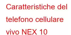 Caratteristiche del telefono cellulare vivo NEX 10