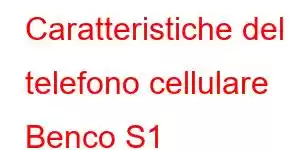 Caratteristiche del telefono cellulare Benco S1