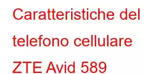 Caratteristiche del telefono cellulare ZTE Avid 589