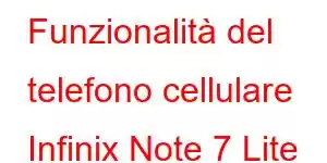 Funzionalità del telefono cellulare Infinix Note 7 Lite